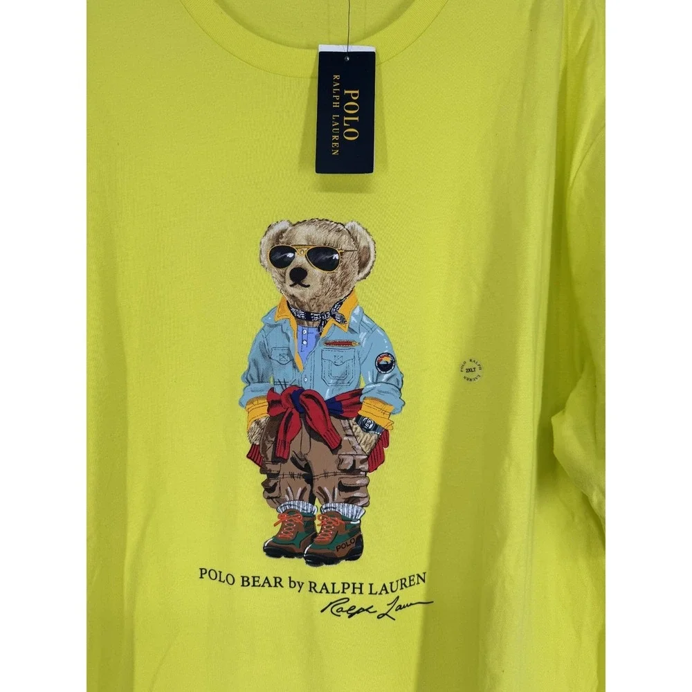Polo Ralph Lauren Bear T Shirt 2XL‎ Tall 2XLT Neon Fluorescent Short Sleeve Tee
